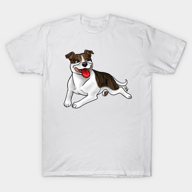 Dog - Staffordshire Bull Terrier - Brindle and White T-Shirt by Jen's Dogs Custom Gifts and Designs